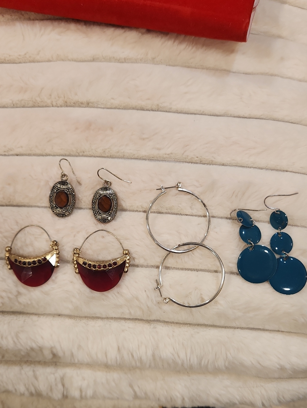 Mixed Women’s Earring Set - Red, Blue & Silver
